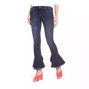 BlankNYC Kick Flare High Rise Dark Wash Crop Jean